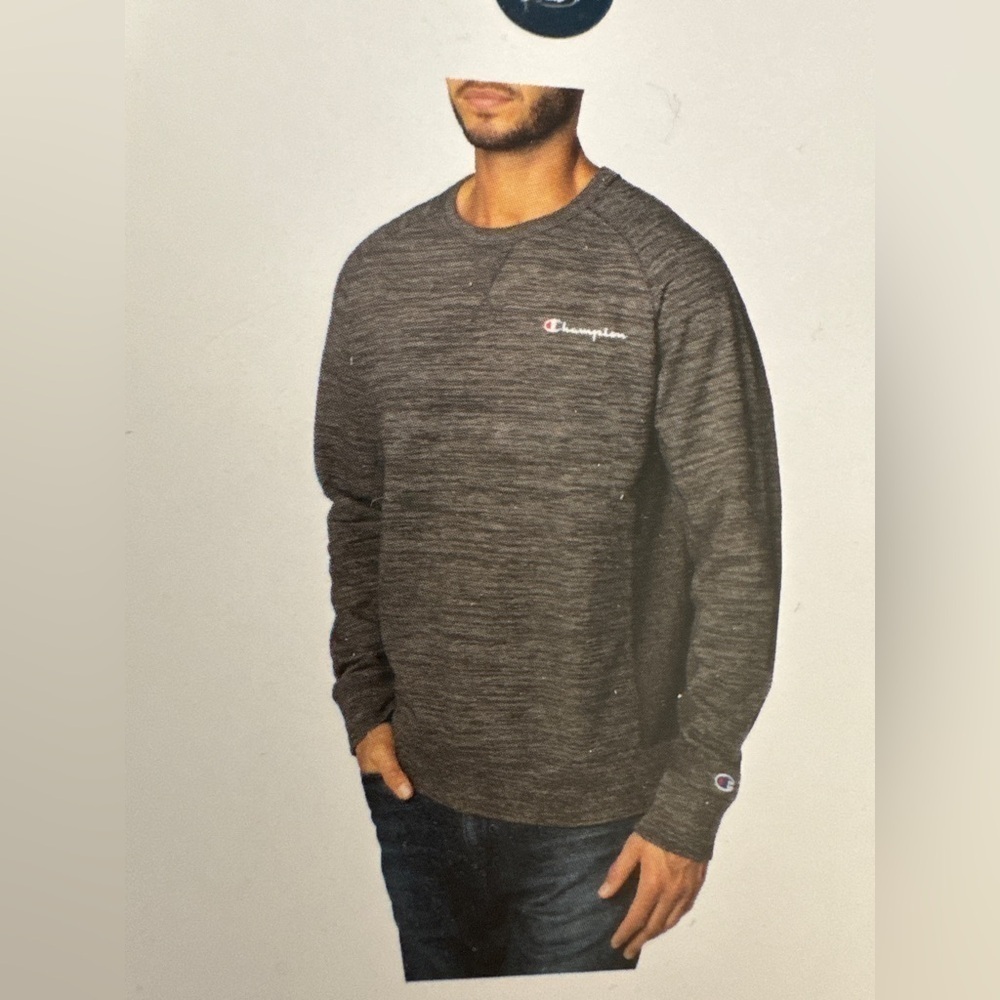 New with tags - CHAMPION - Men's Sweatshirt in Grey space stripe. XL - Picture 2 of 5